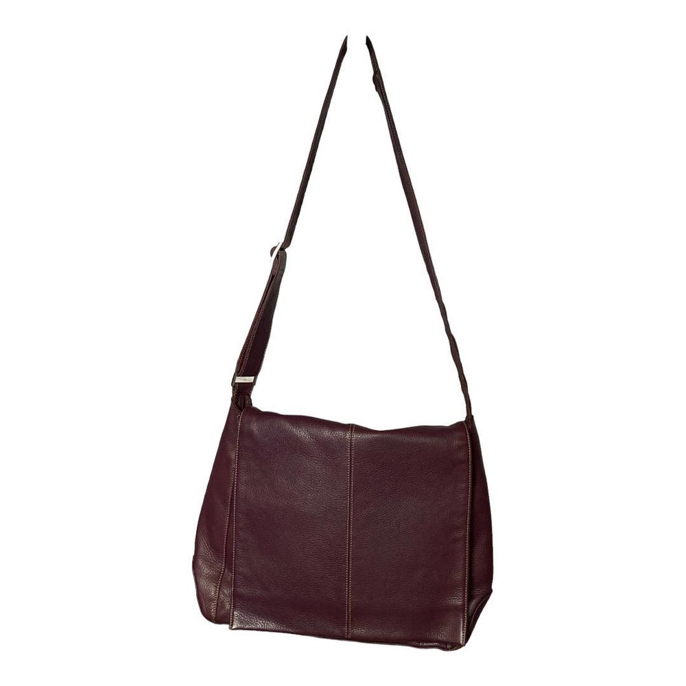 Levenger Shoulder Bag Large Medium Maroon Burgundy Fold Over Chic Purse Saddle